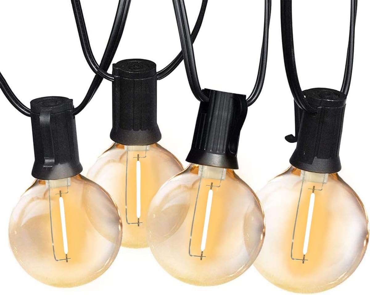 Outdoor String Lights, 97FT Patio Lights with 49 G40 Shatterproof LED Bulbs(1 Spare), Waterproof Lights String for outside Backyard, Porch, Bistro, Party, Camping, Garden Gathering